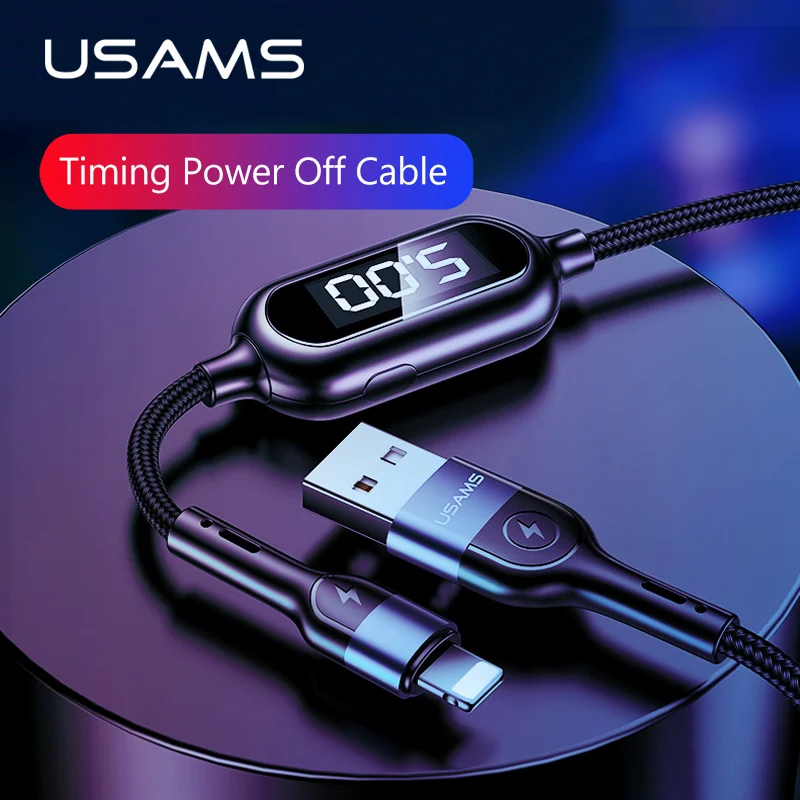 Кабель USAMS для iphone 11 pro max XS XR 8 7 6 6s 2A кабель быстрой зарядки светодиодный дисплей