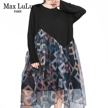 

Max LuLu 2020 New Spring Fashion Ladies Elegant Printed Dresses Womens Sexy Patchwork Dress Casual Streetwear Vestidos Plus Size