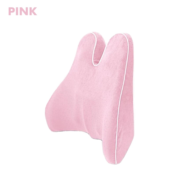pink Подушка с эффектом памяти для поясницы и поясницы с боковым подкладом, Защита позвоночника, копчик, Ортопедическая подушка на заднее сиденье автомобиля, для дома и офиса, облегчающая боль - Цвет: pink