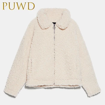 

PUWD 2019 Short-style jacket with grabbing wool and lamb for ladies'jacket with fashionable temperament
