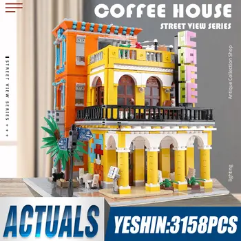 

MOC Street Building Toys The Cafe Havana Shining Model Compatible With Building Blocks Assembly Kits Kid Christmas Gift