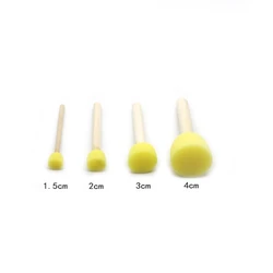 Set of 4 Kids' Wooden Handle Sponge Paint Brushes - Fun DIY Art Supplies & Gifts (1set)