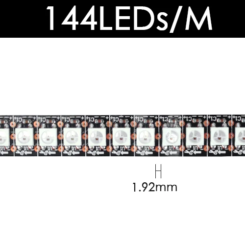 WS2812B DC 5 В Светодиодная лента RGB 50 см 1 м 2 м 3 м 4 м 5 м 30/144 светодиодный s умный адресуемый пиксель чёрно-белые печатные платы WS2812 IC 17Key Bar - Испускаемый цвет: Black 144 LED