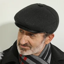 

Winter Newsboy Hat With Earflaps Beret Dad Hat Winter Keep Warm Hats for Old Men Cap Middle-aged and Elderly Visor Cap