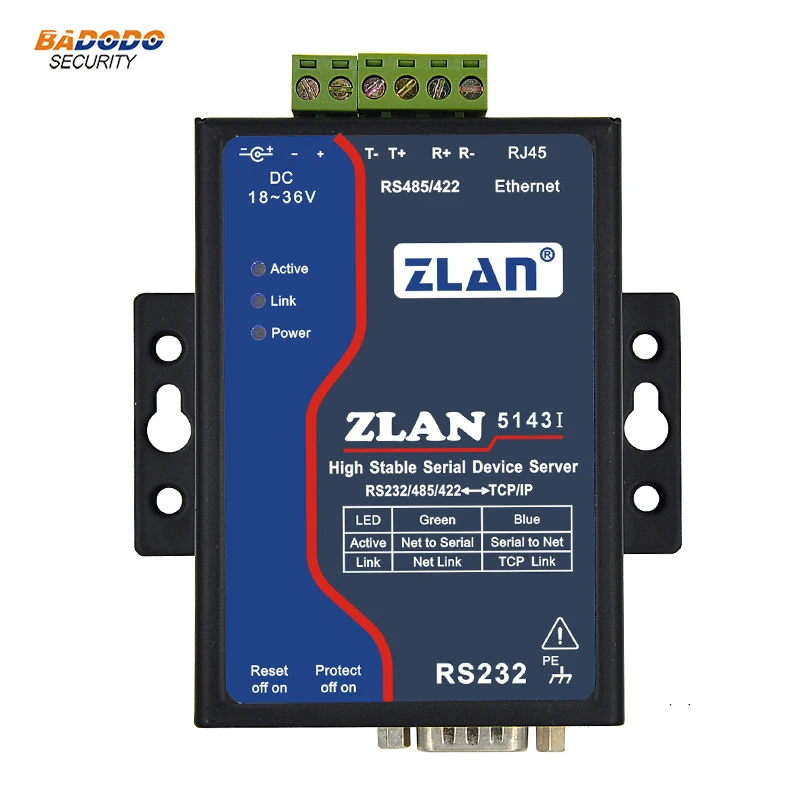 ZLAN5143I промышленная изоляция RS232 RS485 RS422 к Ethernet TCP/IP конвертер многохост Modbus последовательный сервер 18~ 24 В
