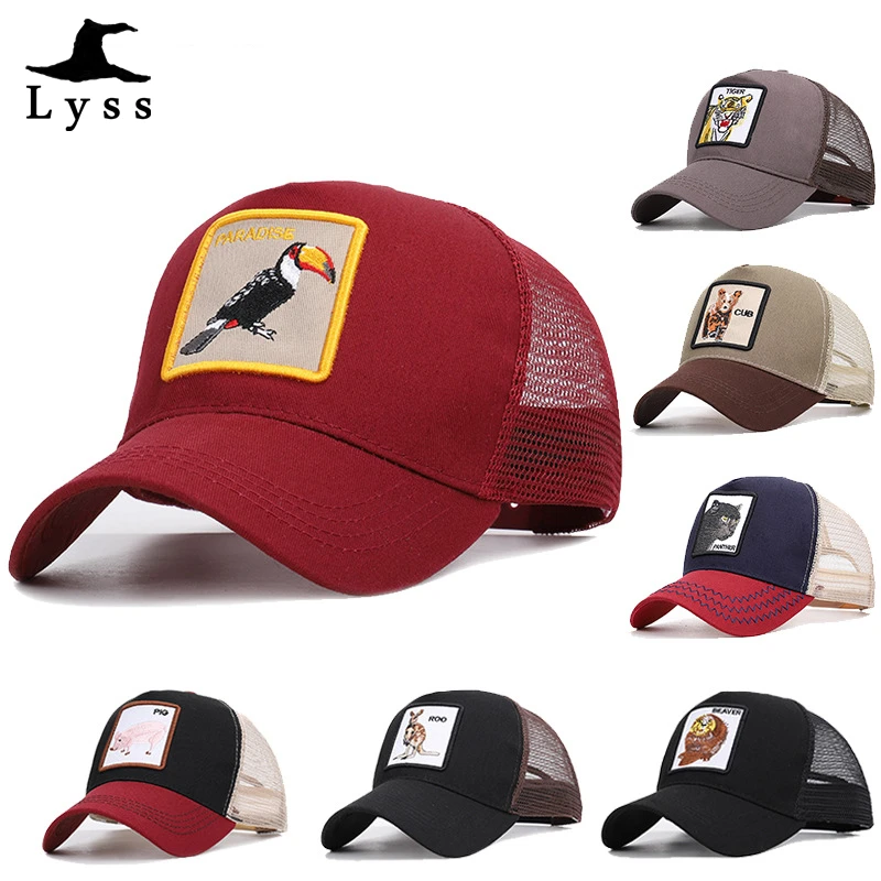 

Animal Embroidery Summer Breathable Mesh Baseball Caps For Men Women Curved Adjustable Trucker Snapbacks Cap Unisex Bone caps