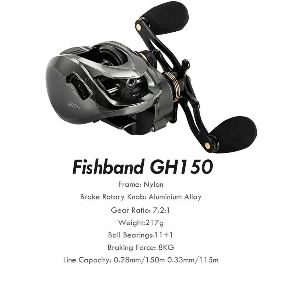2019 Winter Fishband Baitcasting Reel Gh100 Gh150 7.2: 1 Carp Bait Casting Reel Fishing For Perch Tilapia Bass Fishing Tackle