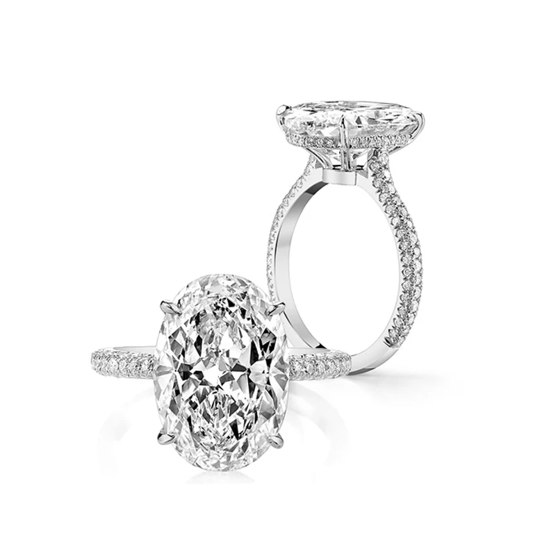 Lesf Ovale 8 Karaat Moissanite Verlovingsringen Voor Vrouwen 925 Sterling Zilveren Bruiloft Sieraden