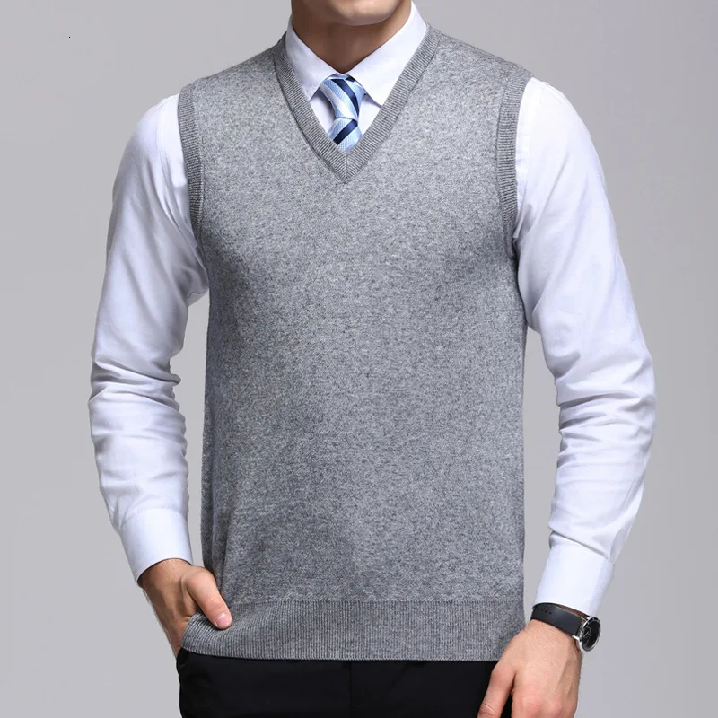 thick winter v-neck men wool vests business soli