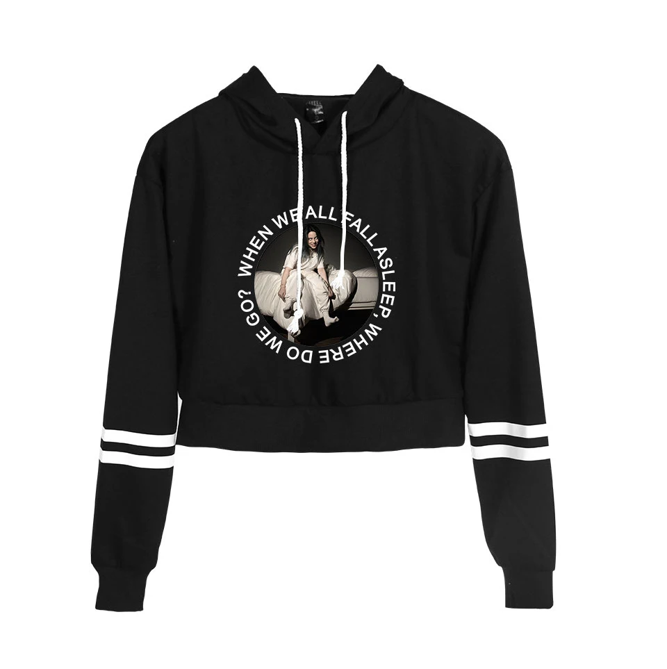 2D billie eilish New Clothes  Navel kpops Print Women CASUAL Spring Clothes 2019 Hot Sale Capless Long Sleeves Hoodies Print