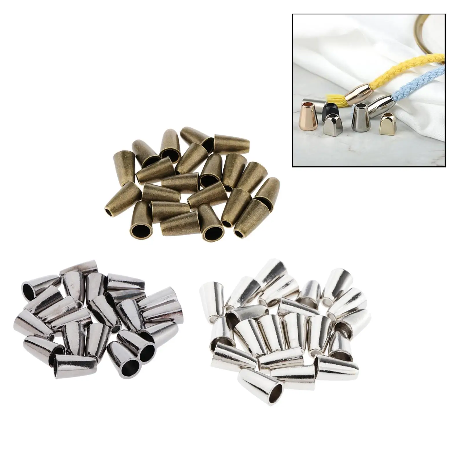 20Pcs Conical Bell Toggle Stopper Cord Locks End for Hoodie Sweater Sportwear