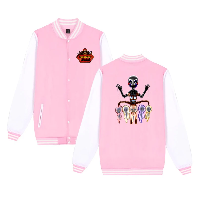 

Unisex O-Neck Jacket Coat Five Nights at Freddy Print Baseball Jacket Autumn Single Breasted Baseball Uniform For Women Men