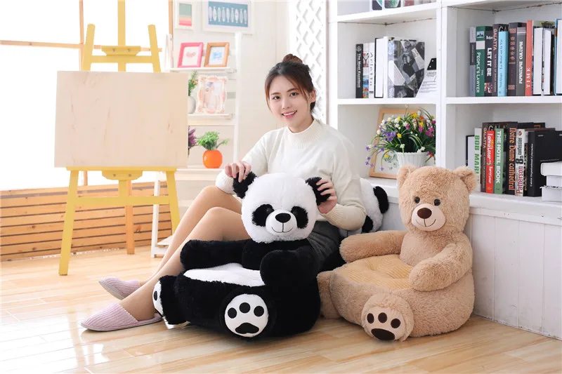 50cm Soft Stuffed Baby Seat Plush Toy Bear&Panda Sit Sofa Feeding Chair Kid Gift 