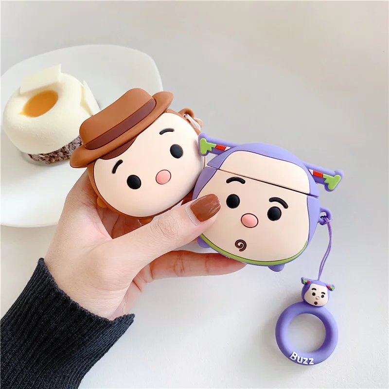 

3D Cute Cartoon Toy Story Sheriff Woody Buzz Lightyear Headphone Cases For Apple Airpods 1/2 Silicone Earphone Protection Cover
