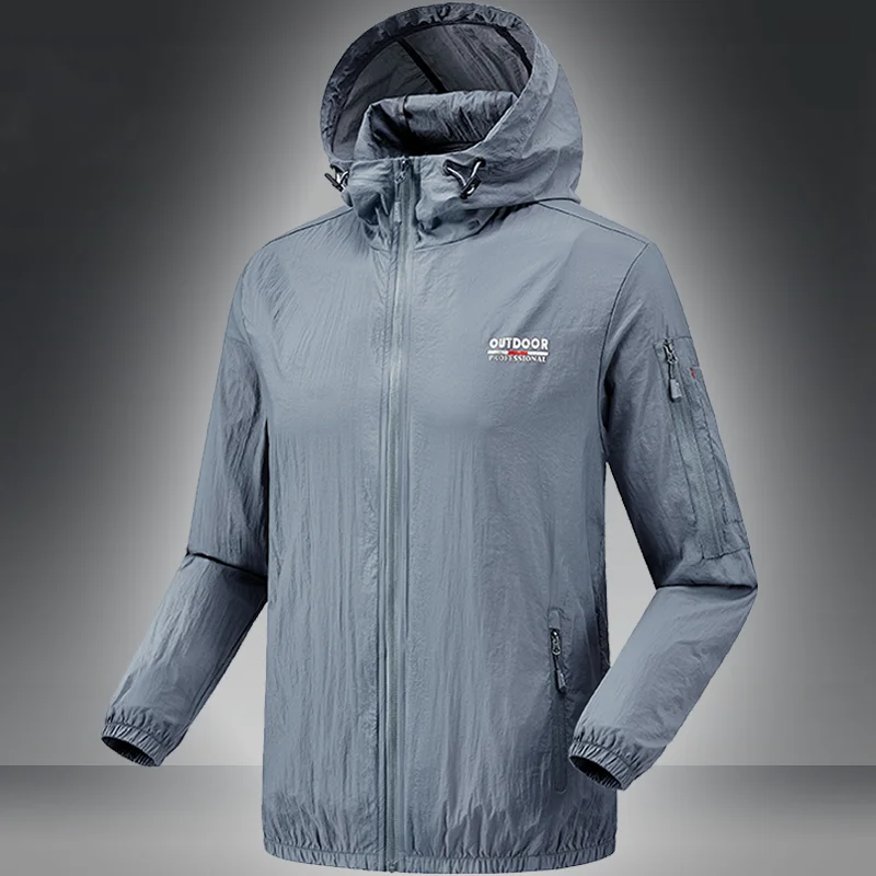 

Thin Windbreaker Jackets Men Quick Dry Hooded Sports Jacket Ultra Light Casual Jacket Mens Sun-Protective Hiking Cycling Outwear