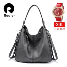Женские сумки REALER, классическая сумка через плечо, Женская Повседневная вместительная сумка, высокое качество, женские сумки-мессенджеры