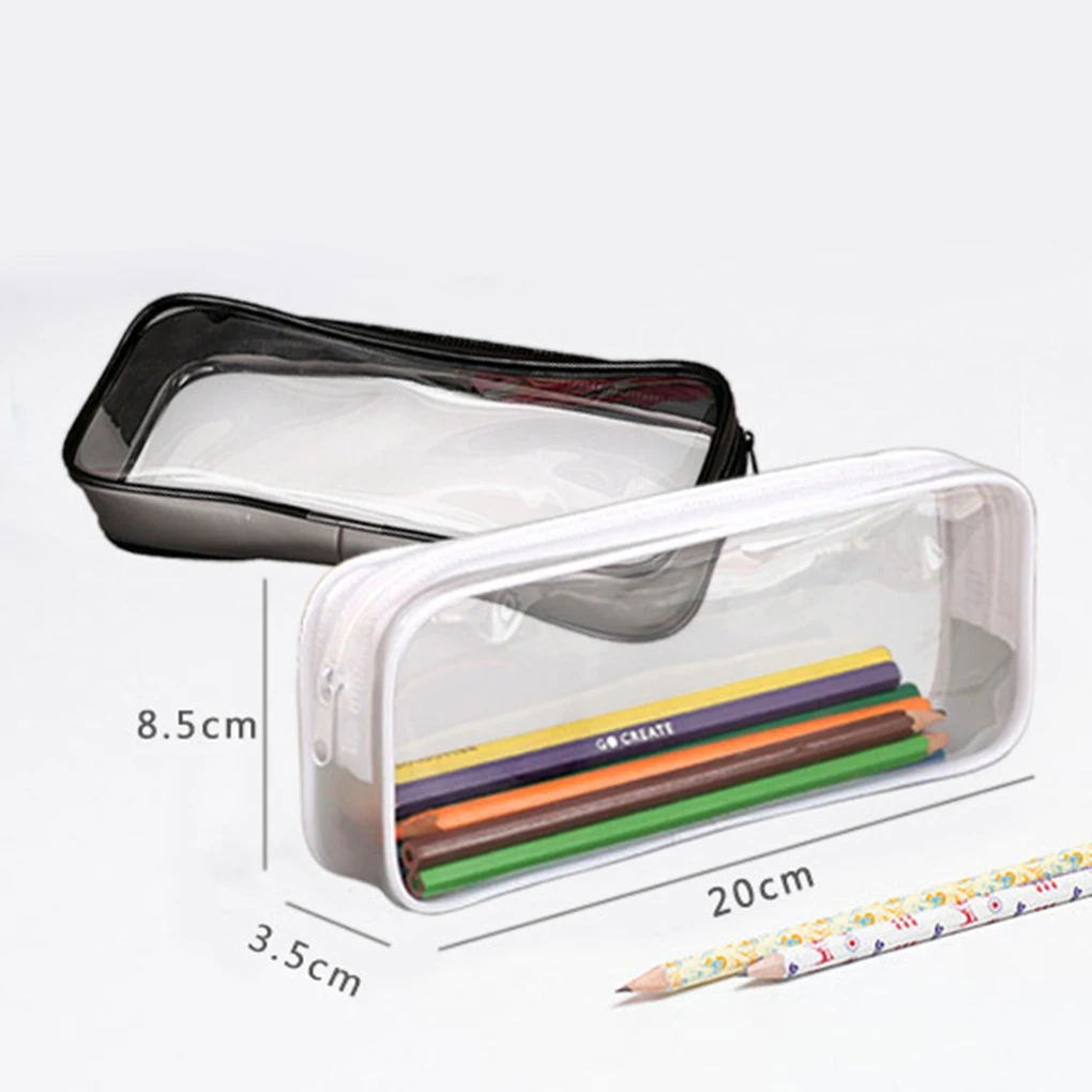 PVC Pen Bag Pencil Clear Case Cosmetic Bag Large Capacity Bag With Zipper Stationery Cosmetic Convenient Small Storage Bag