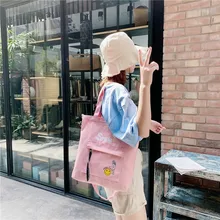 Модная женская Холщовая Сумка через плечо из овечьей шерсти, Эко сумка для покупок, сумки-мессенджеры, большая вместительность, многоразовые сумочки