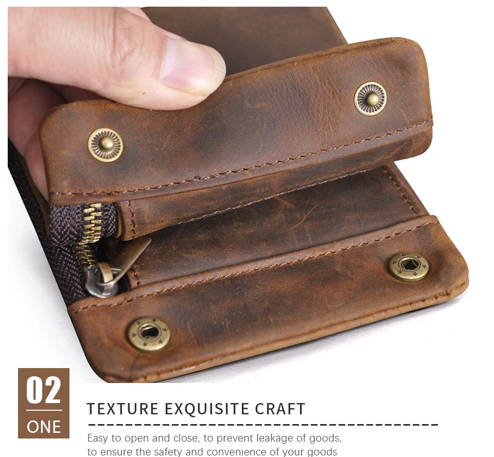 Male Luxury Top Quality Leather Retro Gift Horizontal Organizer Travel Card Holder Men's Wallet Chain Slim Purse Designer 1003
