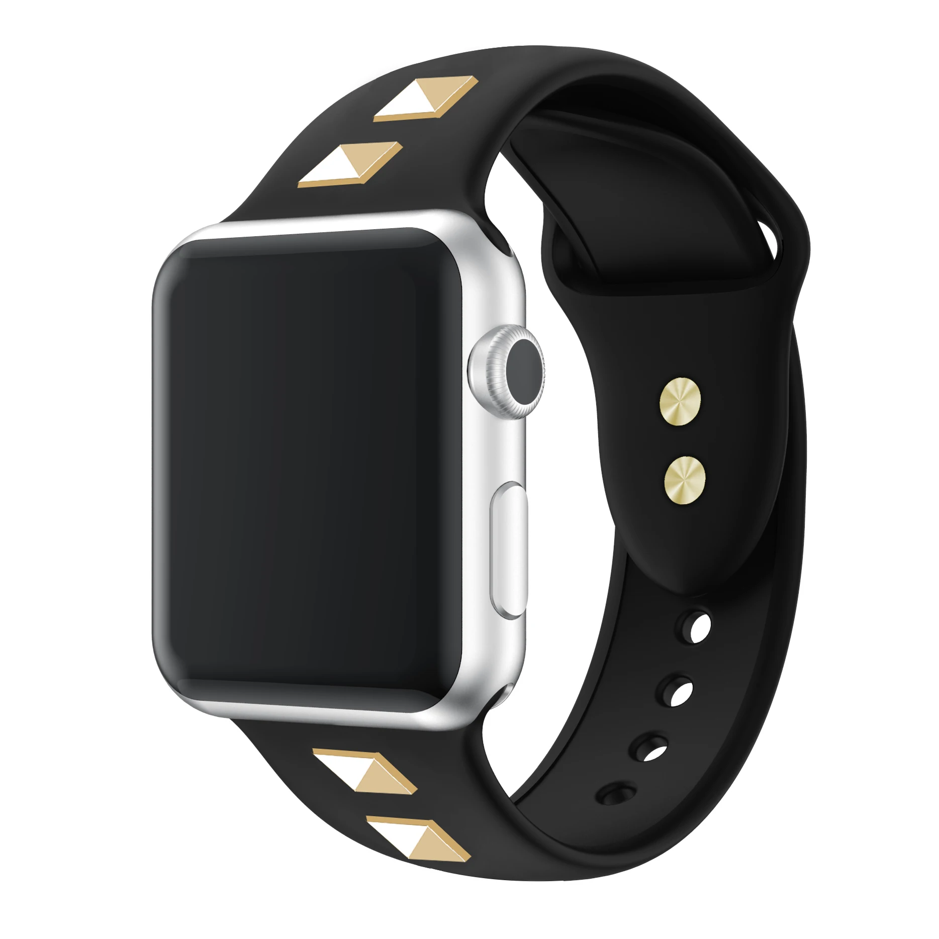 Силиконовый ремешок для apple watch 5, 4, 3, ремешок 44 мм, 40 мм, iwatch, ремешок 42 мм, 38 мм, две заклепки в стиле панк для apple watch, аксессуары