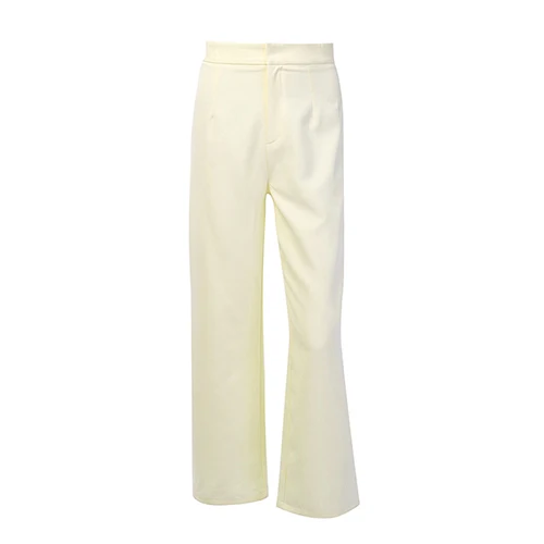 Yellow OOTN желтые офисные брюки палаццо, женские брюки с высокой талией, женские широкие брюки, повседневные свободные черные брюки, женские весенние брюки - Цвет: Yellow