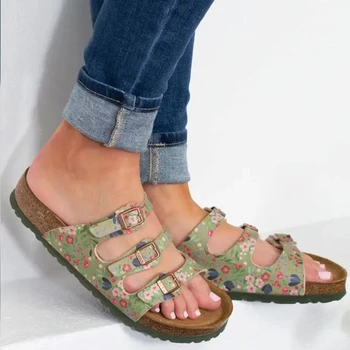 

2020 Summer Leather Vintage Sandals Buckle Casual Sewing Women Sandalias Female Ladies Platform Shoes