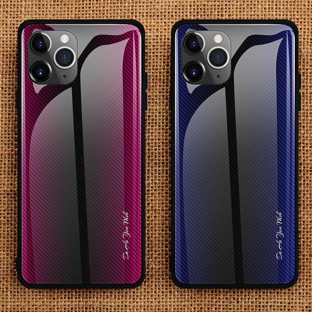100pcs Stripe Gradient Glass Phone Case for IPHONE 11/XS MAX 6.5/XR 6.1/XS Gradient Glass phone shell for IPHONE 7/8 Plus/6s/5