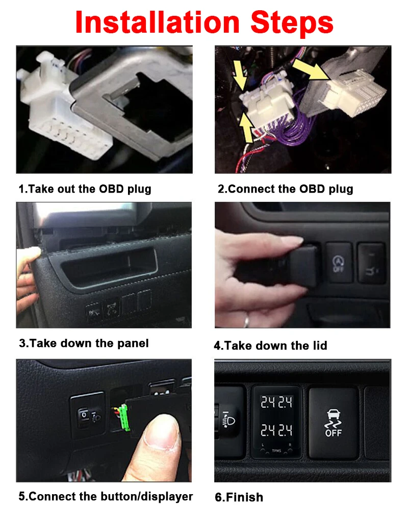 ЖК-цифровой монитор давления в шинах OBD TPMS автоматический замок двери автомобиля блок для Toyota Prius Camry Prado Corolla