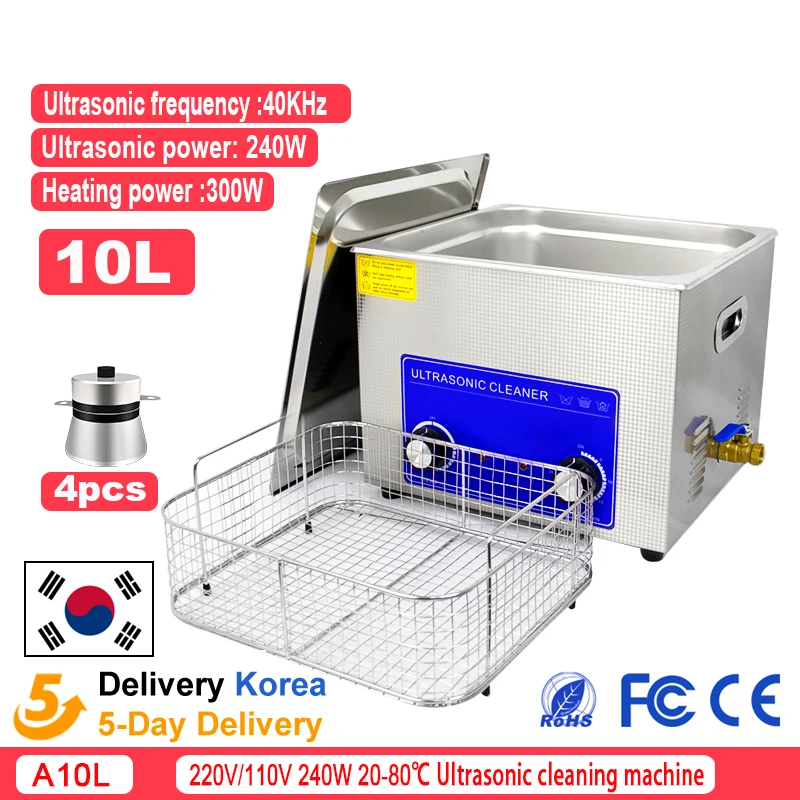 220V 10L Stainless Steel Cleaning Machine Commercial Ultrasonic Cleaner With Heater Timer Jewelry | Бытовая техника