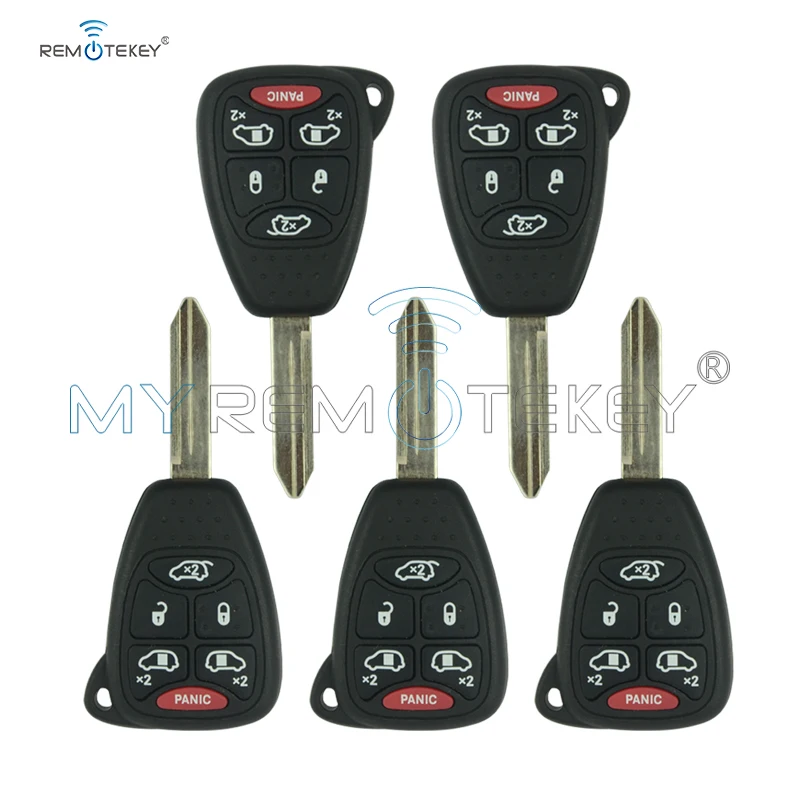 Remtekey 5Pcs Smart Key For Chrysler Dodge Jeep Car Key Head Case 5 Button With Panic Car Key Shell