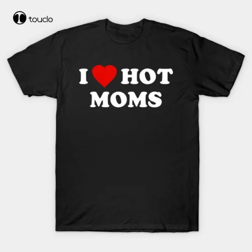 Новинка футболка с надписью I Love Hot Moms подарок трендовая из 2021 хлопка | Мужская