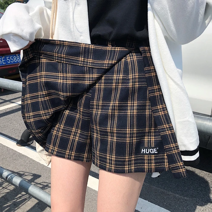 3 colors S-L 2018 autumn and winter High Waist Shorts Skirts Womens Korean preppy style girl school plaid Shorts womens (X882)