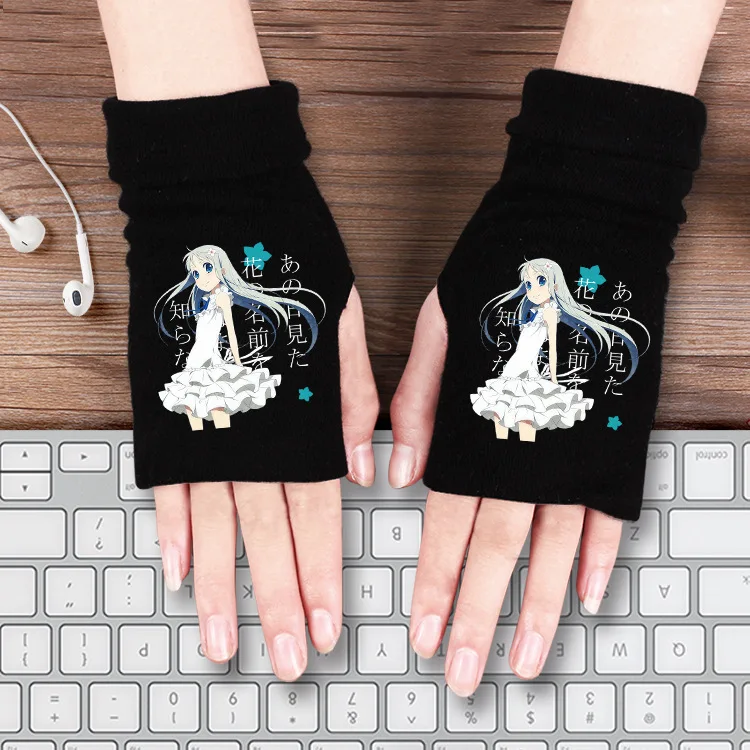 Мультфильм Аниме перчатки Lovelive My Hero Academy Токийский Гуль Natsume Yuujinchou Onmyoji Gintama зимние теплые Половина перчатки хлопок милые
