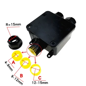 

3 Way Electrical Junction Box Plastic Waterproof Electrical Junction Box Cable Wire Connector IP68 For External Wiring