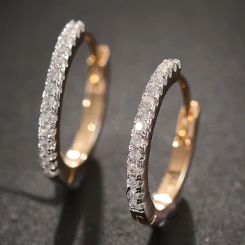 

Fashion Cubic Zircon Hoop Earrings for Women Bohemain Shining Rhinestone Round Small Earring Wedding Jewelry Accessories