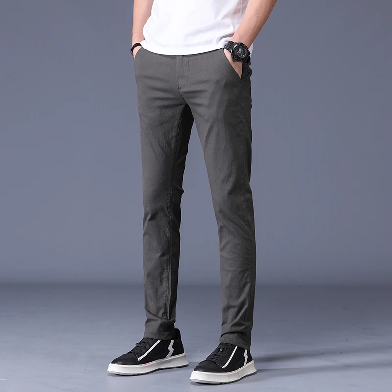 Новые мужские деловые повседневные брюки-карандаш, джоггеры, Стрейчевые ткани, корейские уличные штаны для скейтборда, простые хлопковые брюки, Pantalon Homme - Цвет: Dark gray