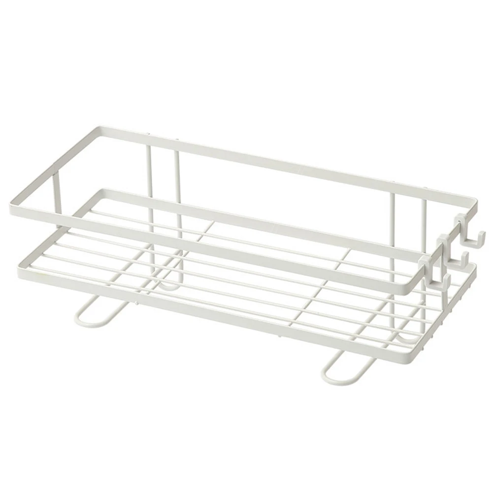 

Organizer Bathroom Shelf Multifunction Iron Accessories Wall Mounted Portable Large Capacity Punch Free Holder Storage Rack