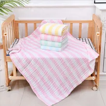 

Colorful Stripe 6 Layers Muslin Cotton Baby Bedding Blanket Kids Children Baby Sleeping Blanket Bath Towel 100x110cm