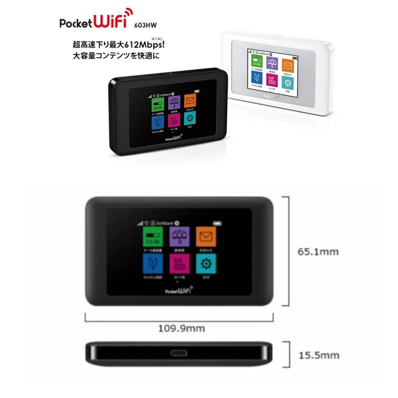 中古 並品 SoftBank HUAWEI Pocket WiFi 602HW ブラック 90日保証 赤ロム保証 PocketWiFi 本体  ファーウェイ モバイルルーター ソフトバンク回線 ー品販売