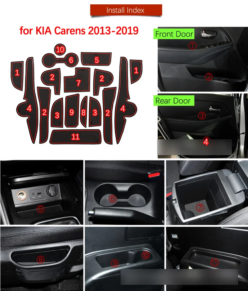 Автомобильный Гаджет коврик для Kia Carens 2013 титановый Электролитный электрод со случайно выбранным MK3 аксессуары гелевая накладка резиновая ворота Слот коврики чашки S ковер