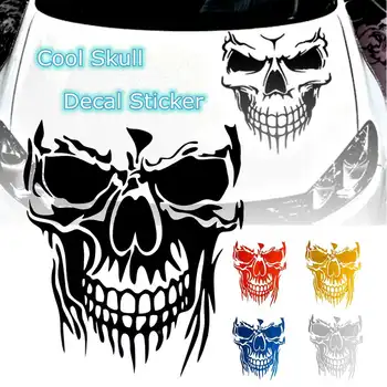 

23 x 29.5cm Skull Head Car Stickers and Decals Reflective Vinyl Car Styling Auto Engine Hood Door Window Car Decal Universal