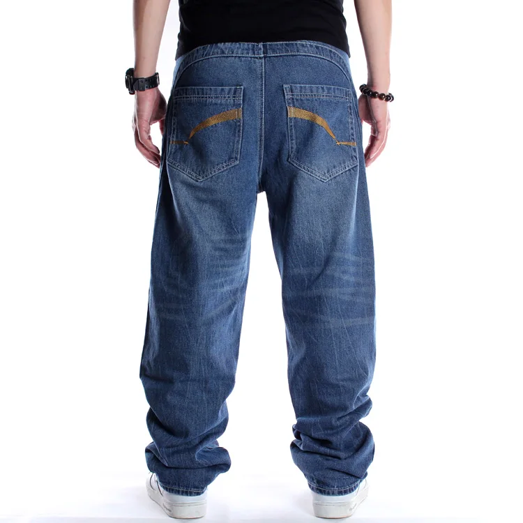 Men's Street Embroidered Hip Hop Jeans Male Trend Personality Loose Fat Long Pants Men Plus Fertilizer Skateboard Denim Trousers