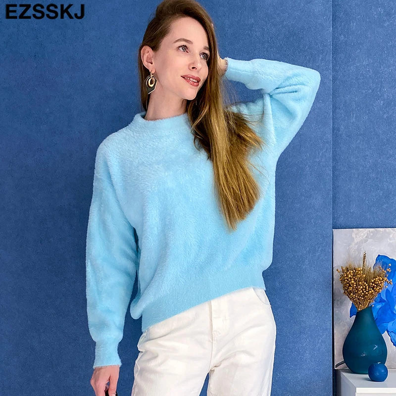 Autumn Winter Oversize Thick Mink Cashmere Sweater Poullovers Women Batwing  Sleeve 2021 Female Casual Warm Fur Sweater Jumper - Pullovers - AliExpress