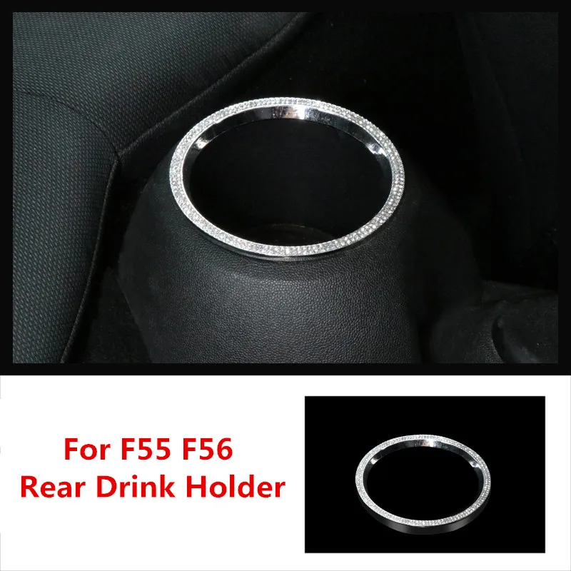

Alloy Car Interior Styling Front Rear Drink Water Cup Holder Sticker with Crystals Moulding Trim for Mini Cooper F55 F56