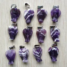 12 шт./лот, модные высококачественные резные амулеты Ангелы из натурального камня, Подвески для изготовления ожерелья, ювелирные изделия