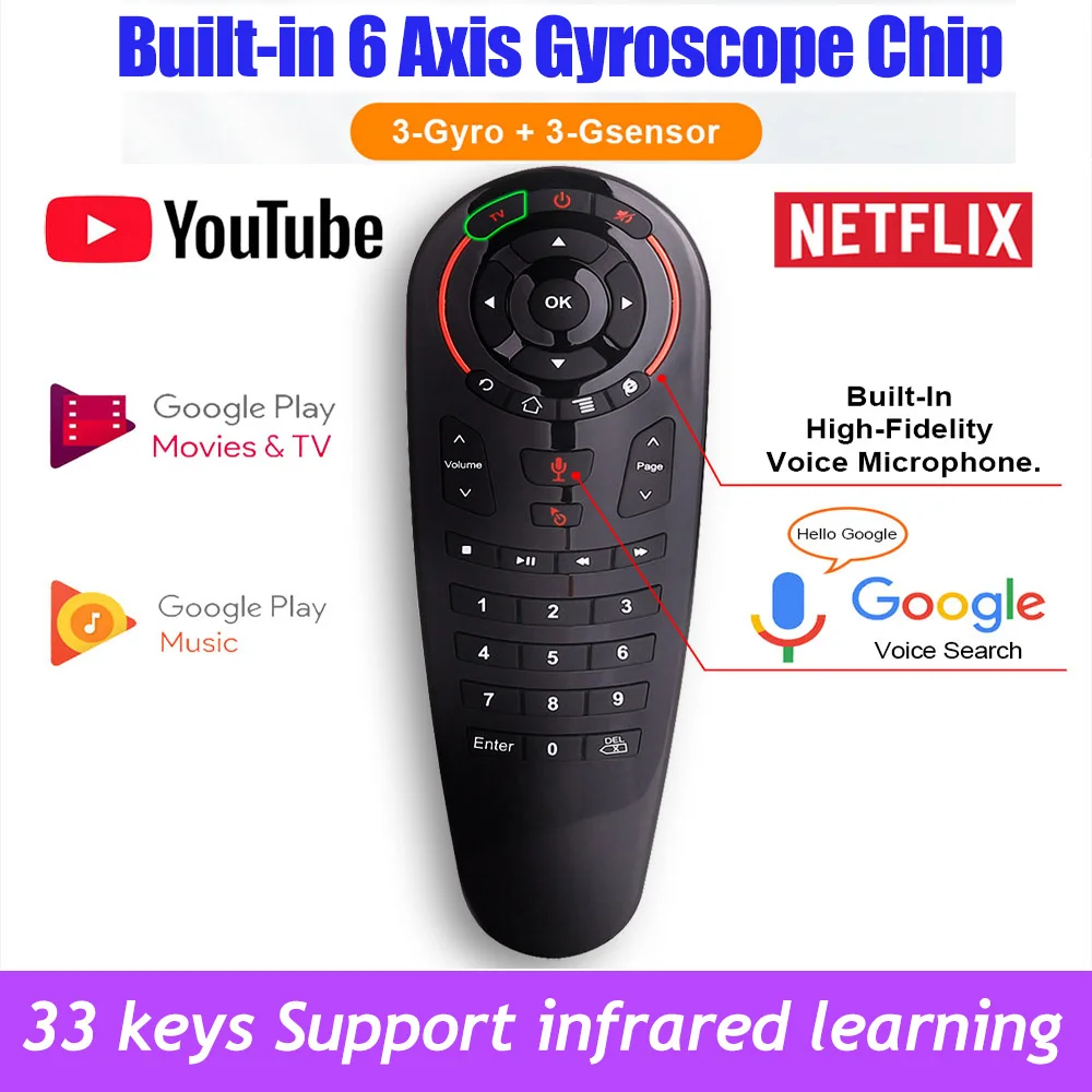 Пульт дистанционного управления T TV BOX G30 2 4G Беспроводная Голосовая воздушная