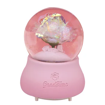 

Nordic Golden Flower Snow Globe Crystal Ball Rotating Music Box Christmas Decoration For Home Home Decoration Accssories