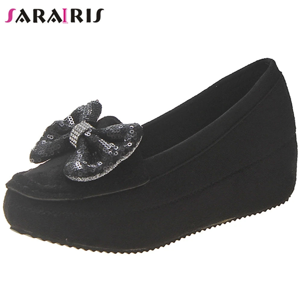 

SARAIRIS Fashion Female Butterfly Knot Platform Sewing Slip On Shallow Flats Casual Consise Flats Women Spring Shoes Woman