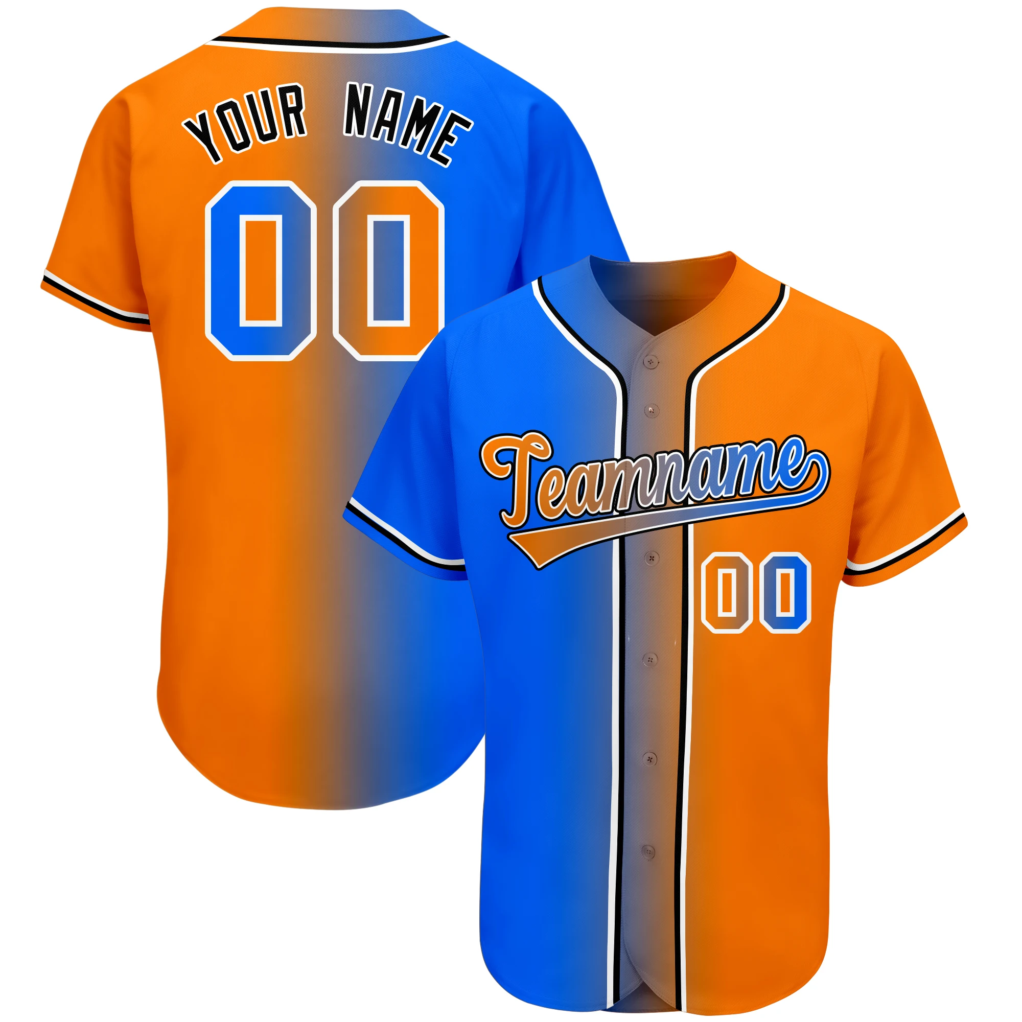 Baseball Jersey Personalized Stitch Team/Your Name/Number Gradient Breathable Men's Casual Shirts for Adults/Kids