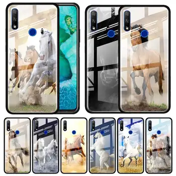 

Tempered Glass Case for Huawei Y6 Y7 Y9 Prime 2019 Honor 20 10 Lite 30S 8X 9X Pro View 30 Funda Capa Running horses